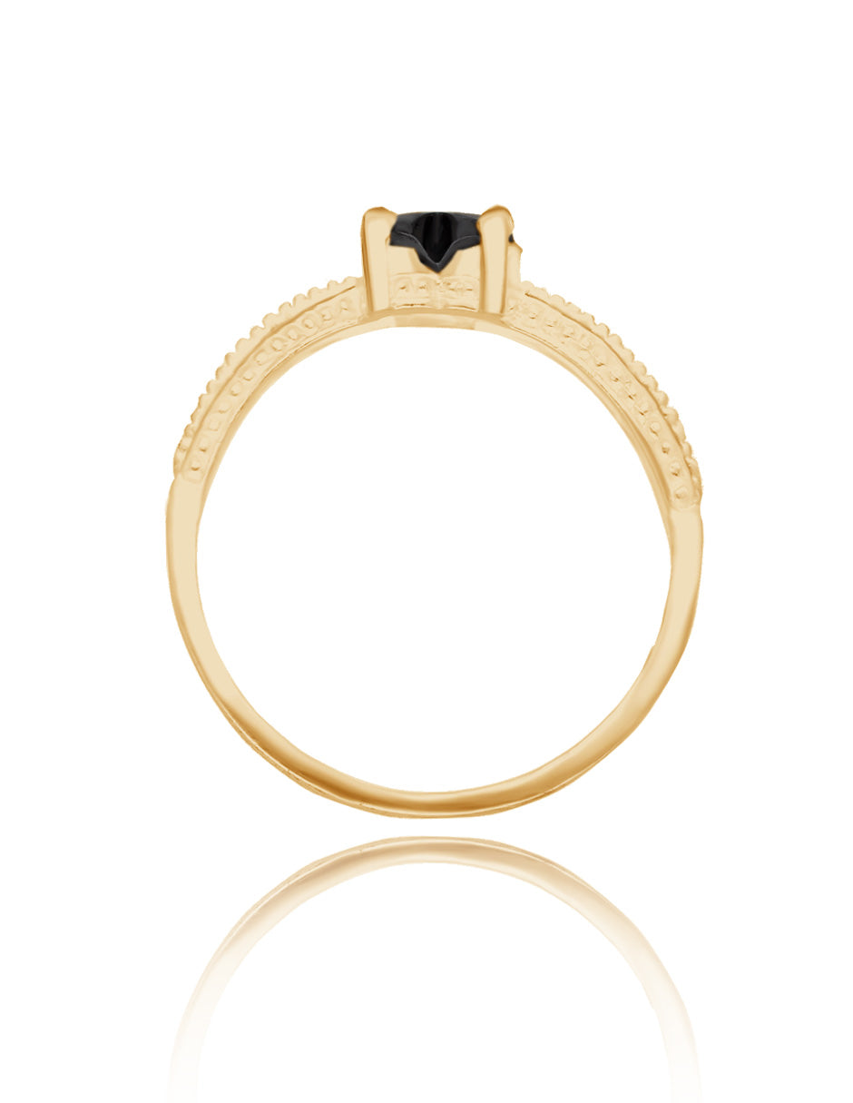 Fanny ring in 14k yellow gold with black zirconia