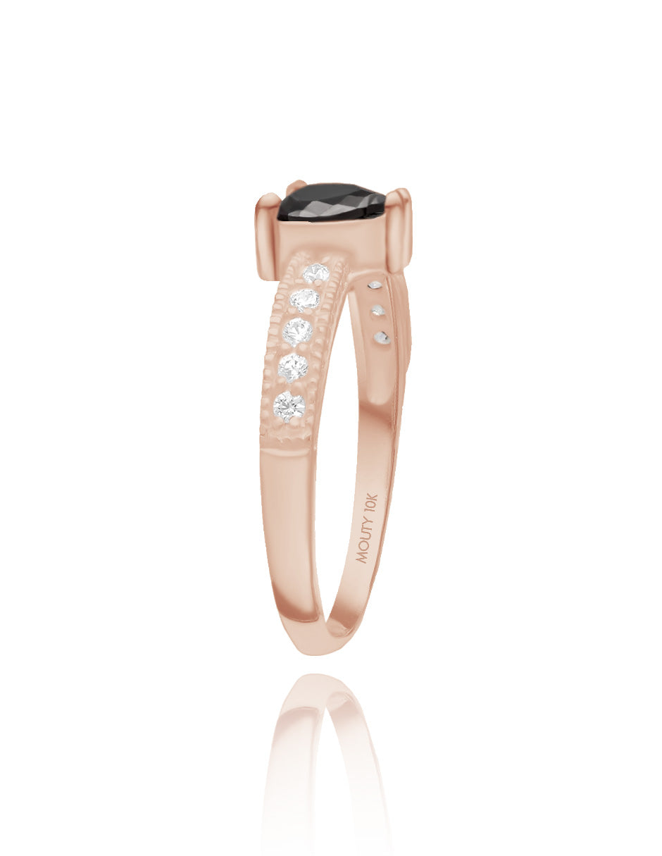 Fanny ring in 10k rose gold with black zirconia