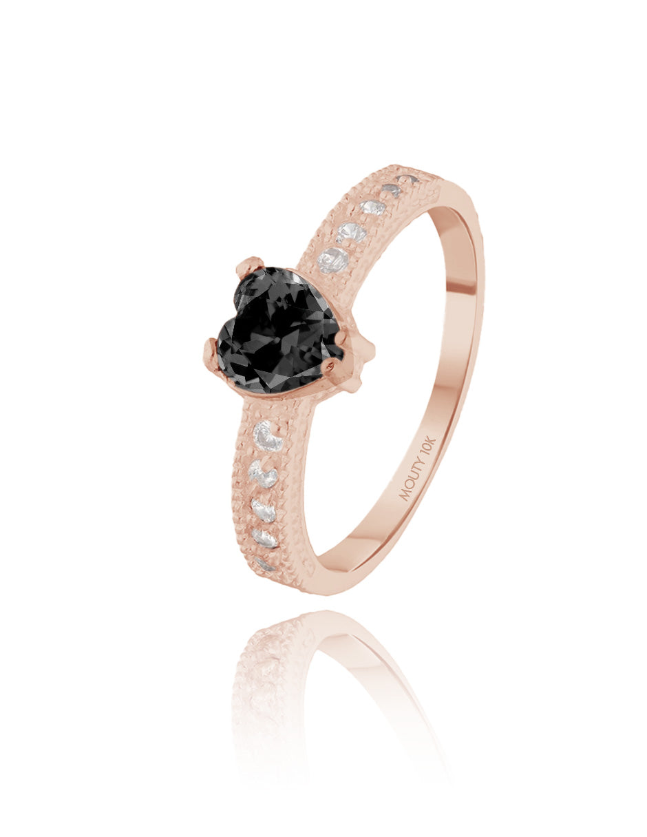 Fanny ring in 10k rose gold with black zirconia