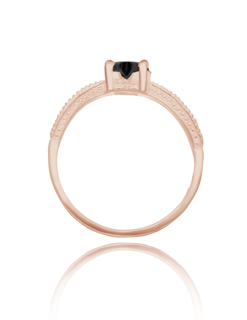 Anillo Fanny en oro rosa 18k con circonia negra