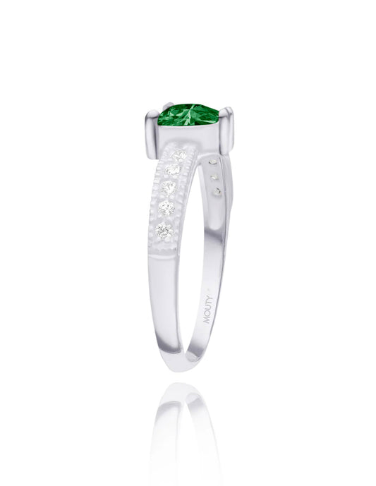 Anillo Fanny en plata con circonia verde