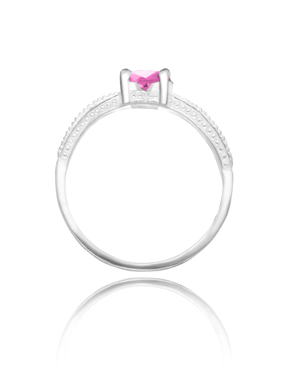 Anillo Fanny en oro blanco 18k con circonia rosa