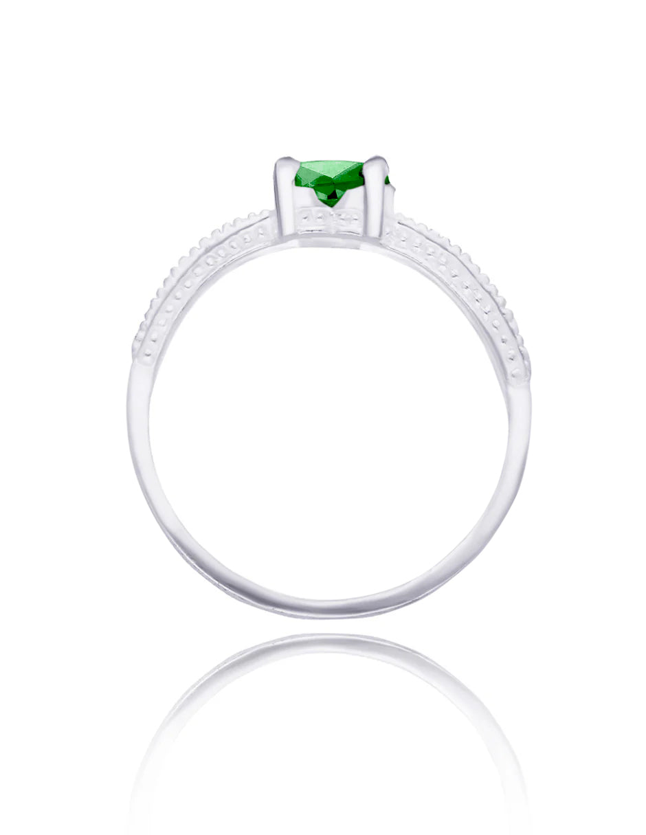 Anillo Fanny en plata con circonia verde