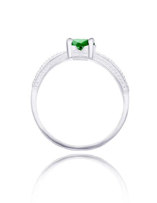 Anillo Fanny en oro blanco 10k con circonia verde