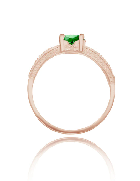 Anillo Fanny en oro rosa 10k con circonia verde