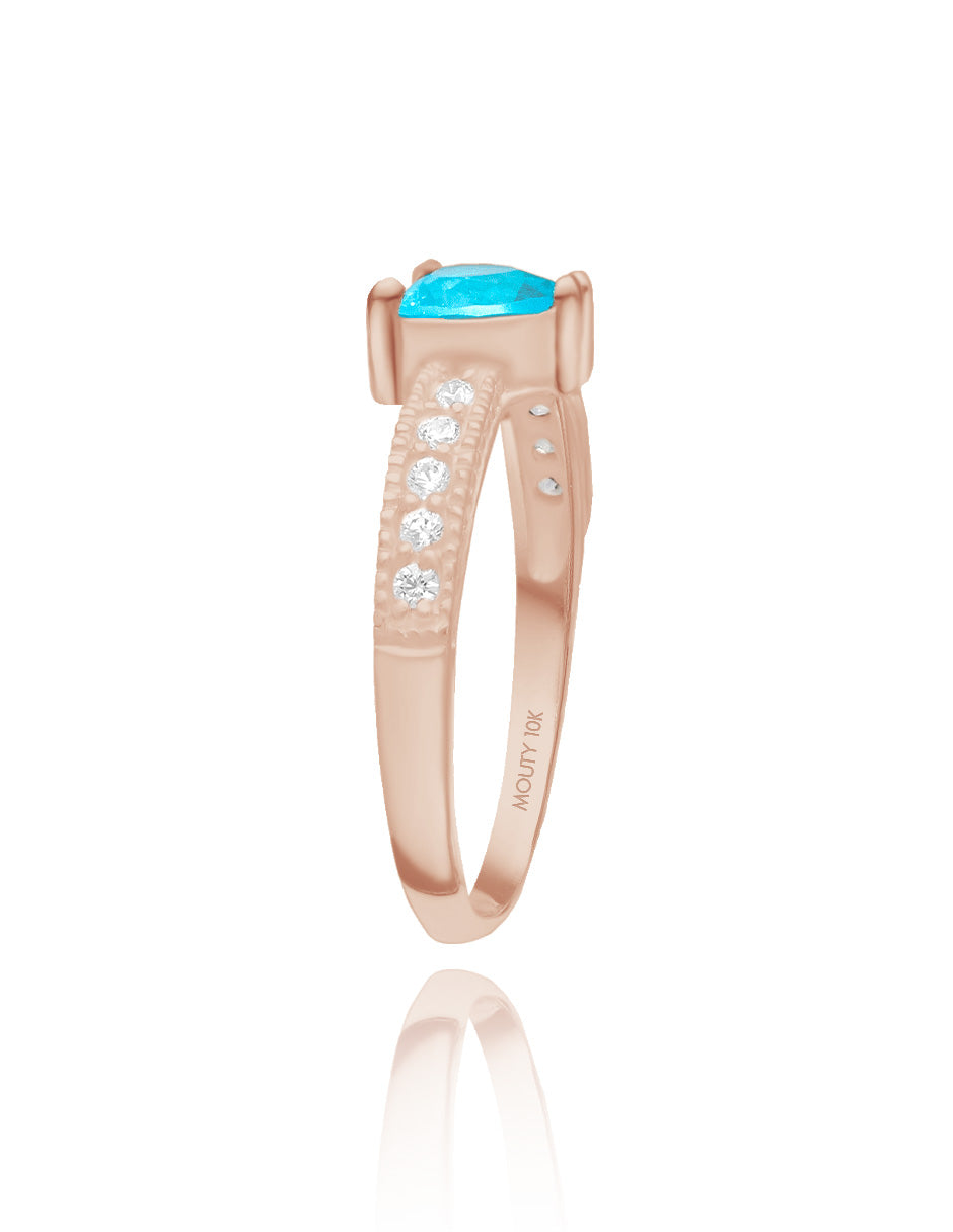 Fanny ring in rose gold-plated silver with sky blue zirconia