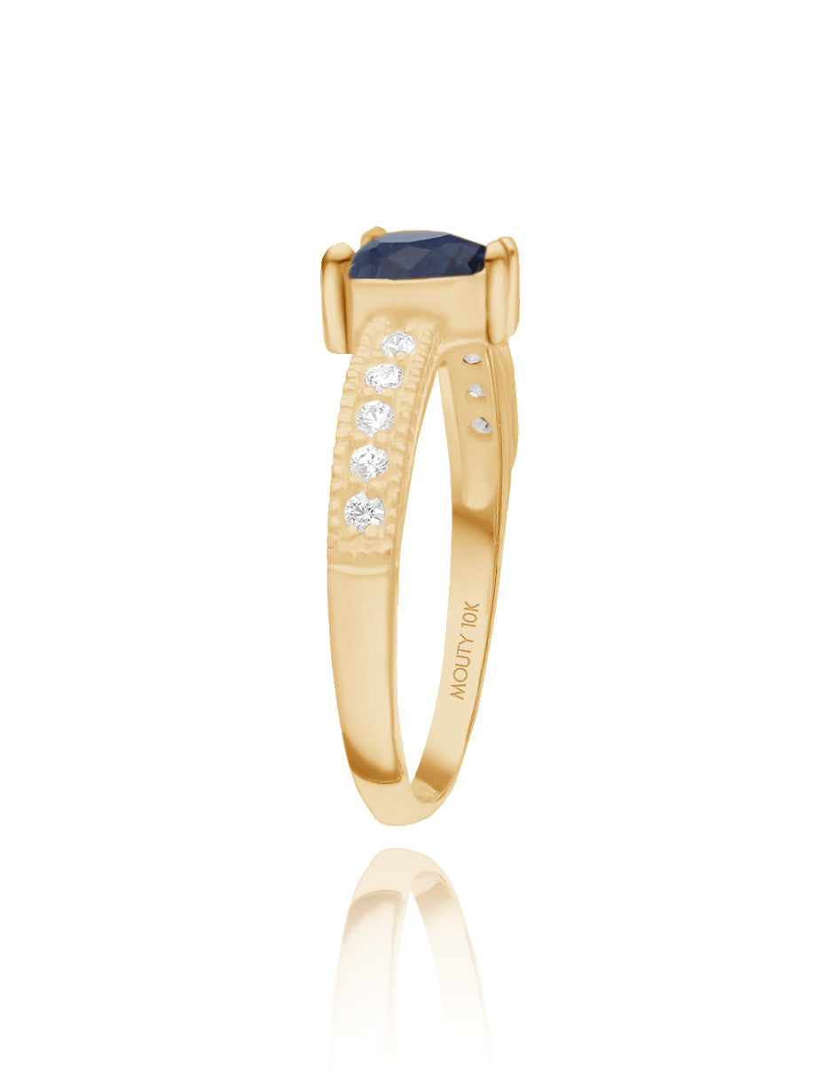 Fanny ring in yellow gold plated silver with royal blue zirconia