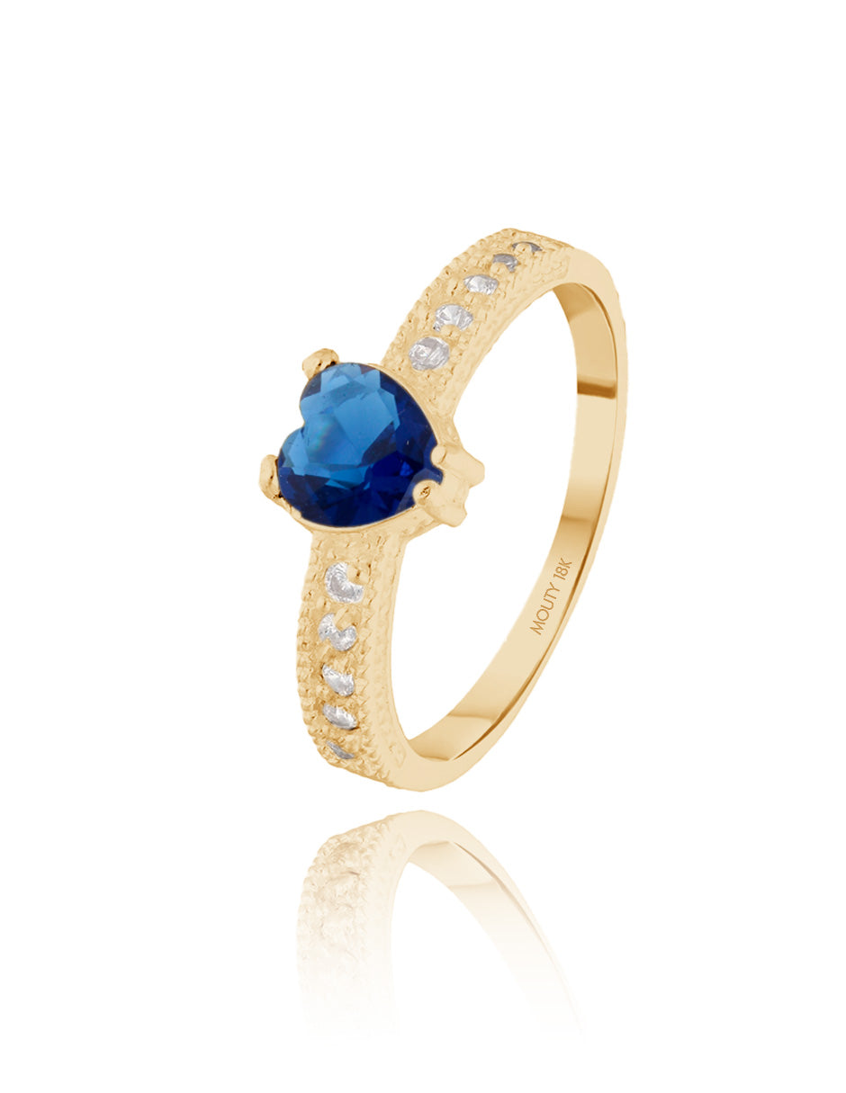 Anillo Fanny en oro amarillo 18k con circonia azul rey