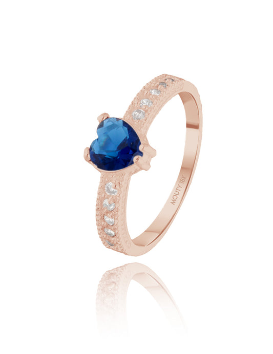 Fanny ring in 18k rose gold with royal blue zirconia