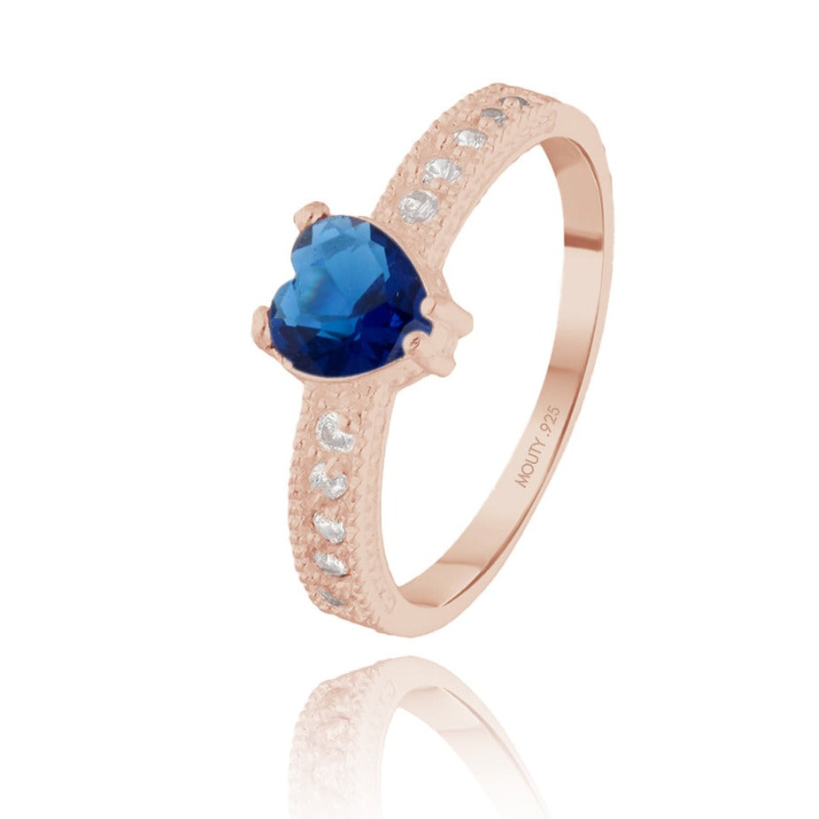 Fanny ring in rose gold-plated silver with royal blue zirconia