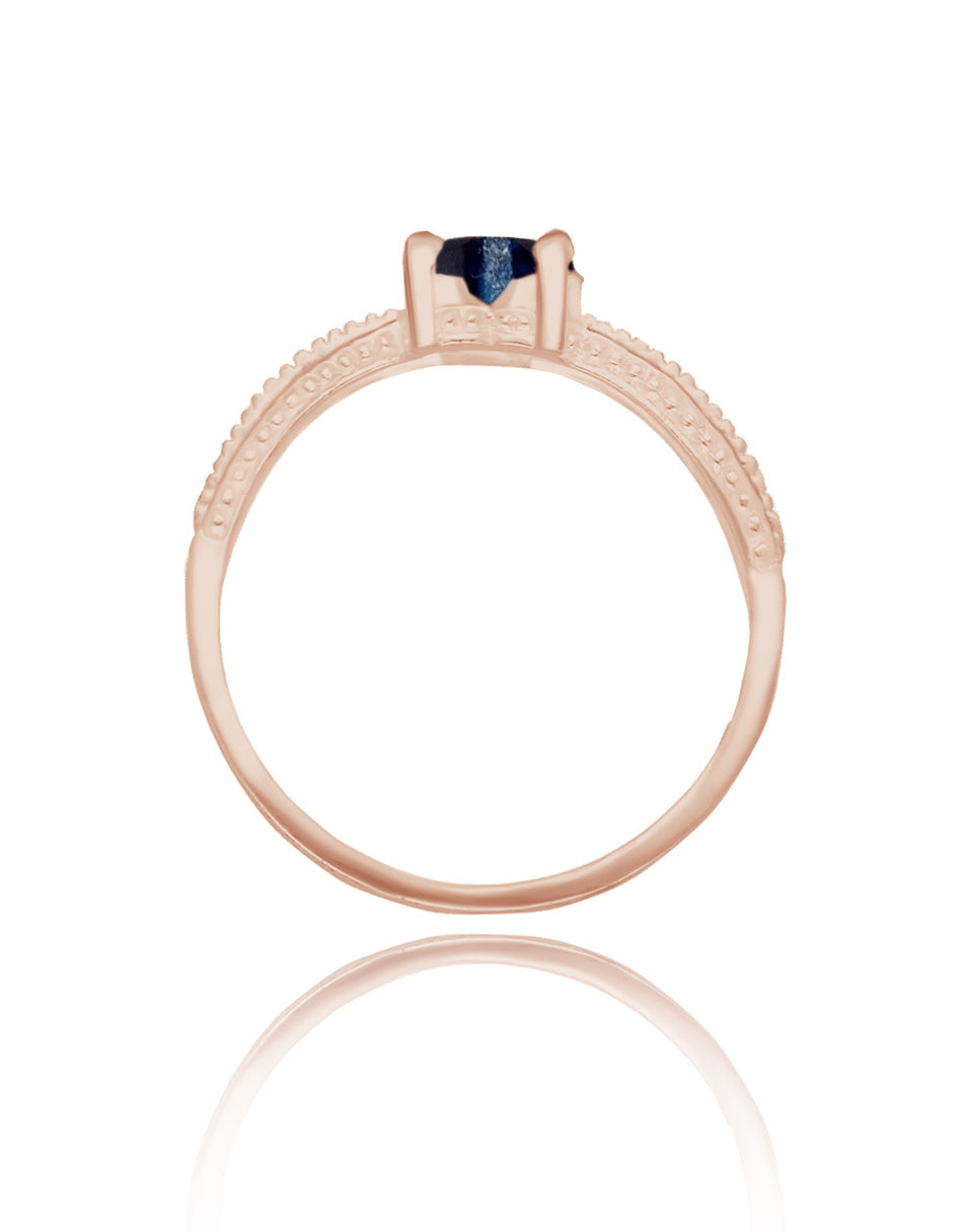 Fanny ring in rose gold-plated silver with royal blue zirconia