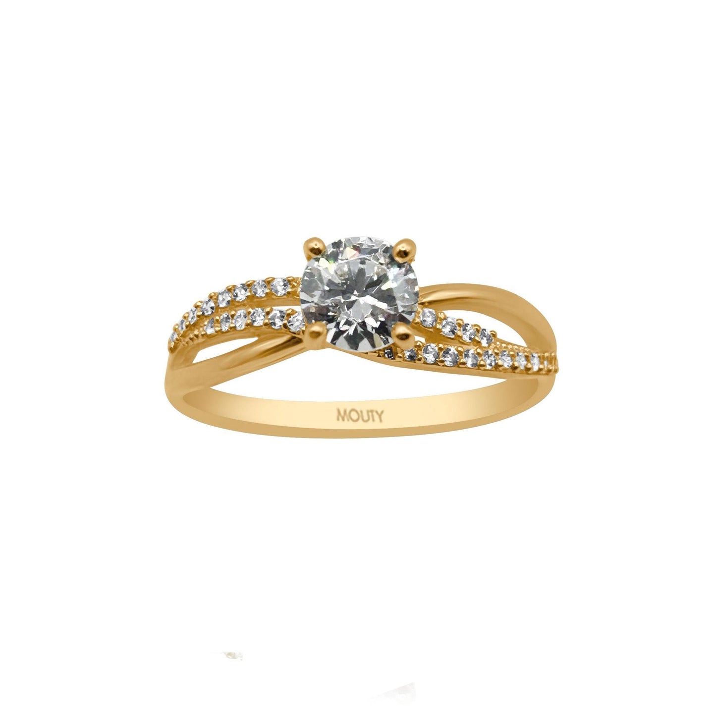 10k yellow gold ring with round zirconia Code: MAN315