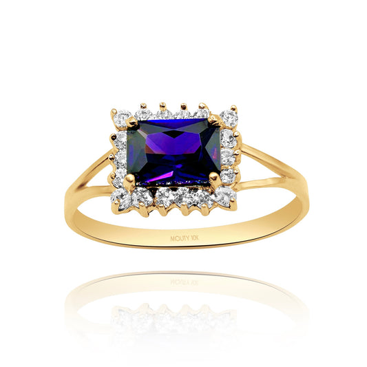 10k yellow gold ring with purple zirconia Cod: MAN211