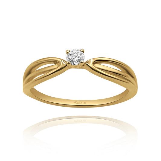 Anillo en oro amarillo 14k con circonia blanca Cod: MAN252