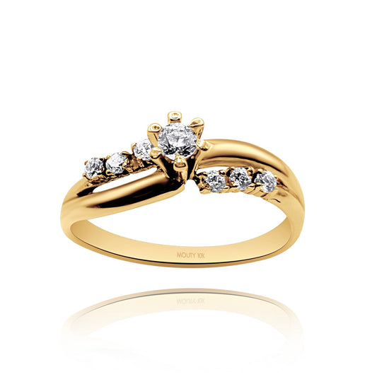 10K yellow gold ring with white zirconias Cod: MAN238