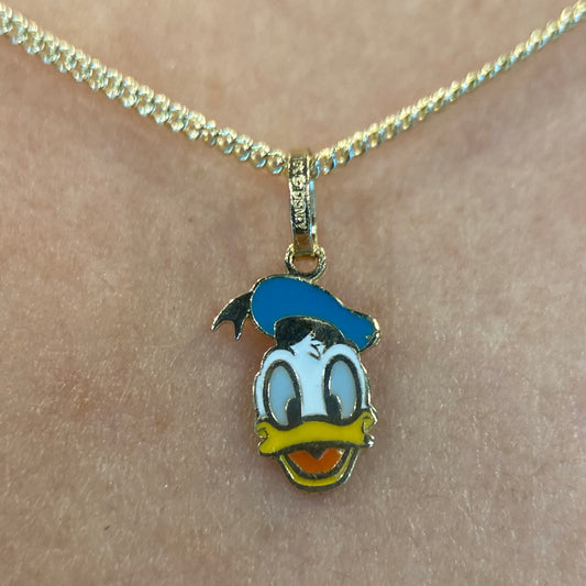 Collar Donald Duck esmaltado incrustadas en oro amarillo 10k Disney®️