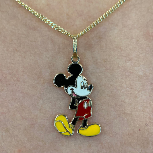 Collar Mickey completo esmaltado en oro amarillo 10k Disney®️
