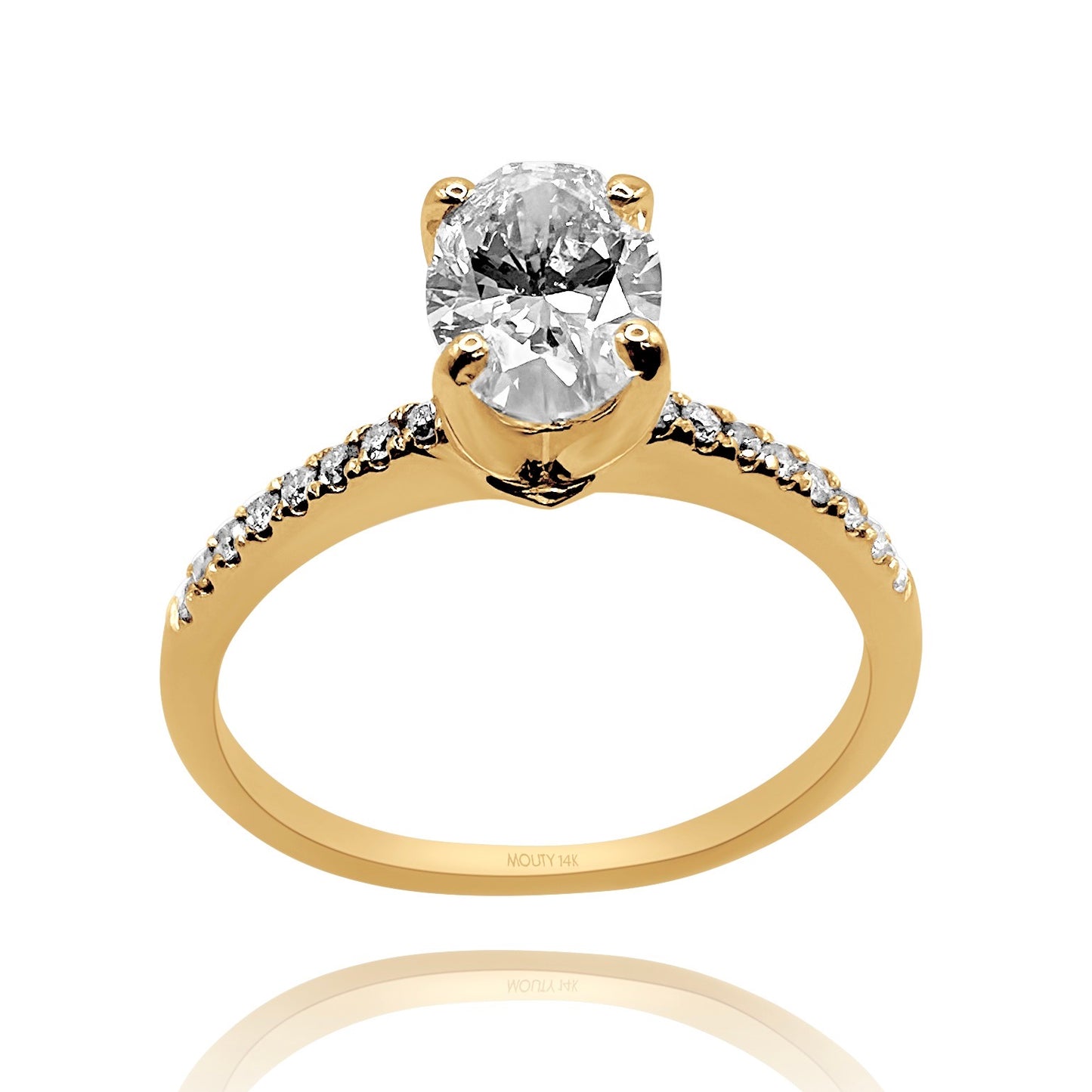 Anillo Emily en oro amarillo 14k con diamante de laboratorio 1.0 ct | laterales .12cts