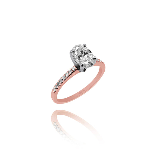 Anillo Emily en oro rosa y oro blanco 14k con diamante de laboratorio 1.0 ct | laterales .12cts