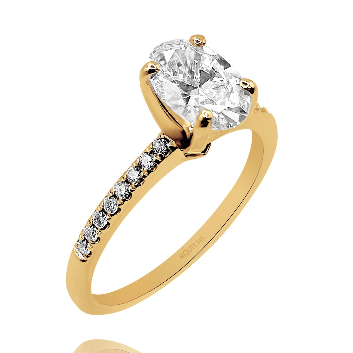 Anillo Emily en oro amarillo 14k con diamante de laboratorio 1.0 ct | laterales .12cts