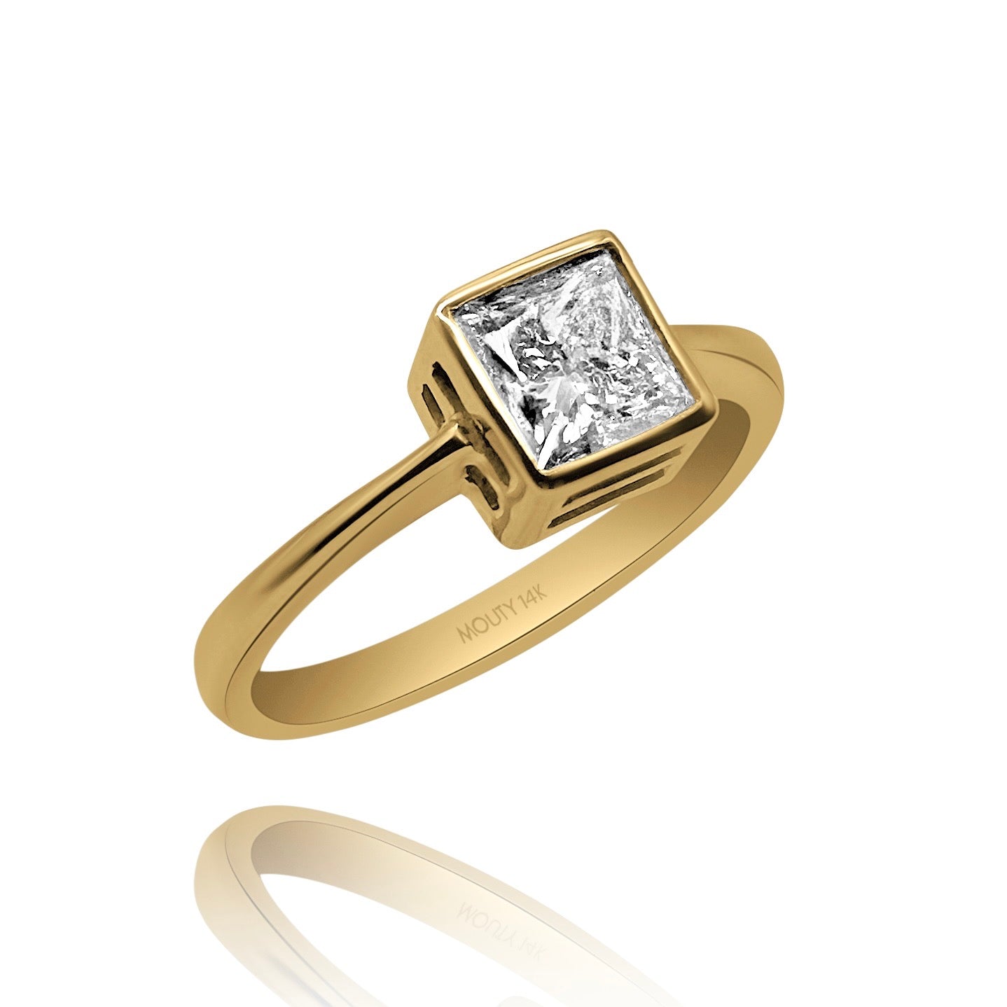 Anillo Iney en Oro amarillo 14k con diamante de laboratorio 1.0 ct