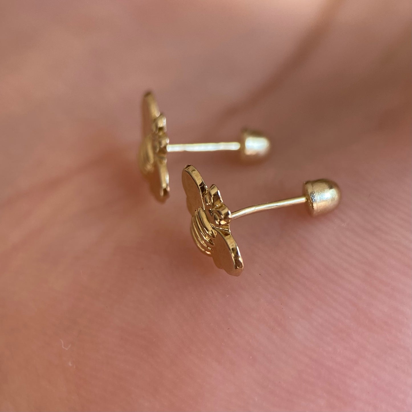 10k yellow gold die-cut bee studs with zircons Code: 14293 6.5mm