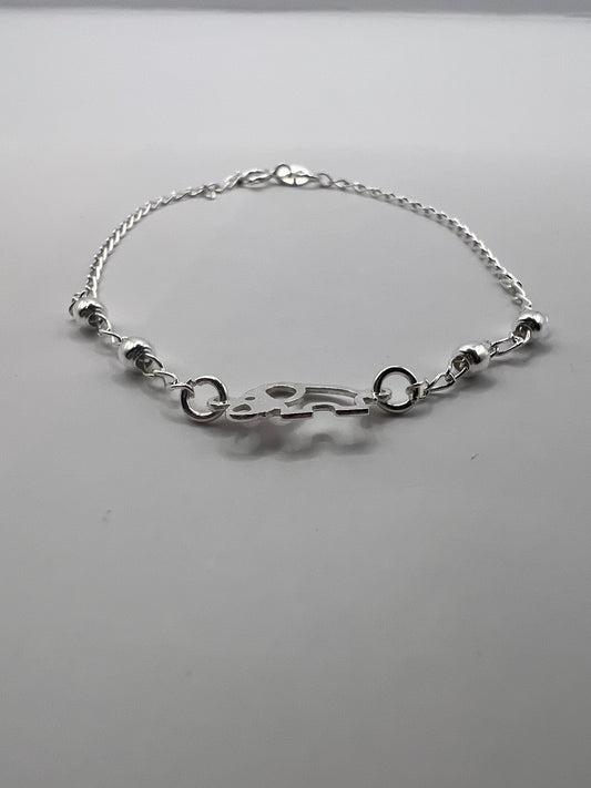 Pulsera Unisex de Plata .925 con colgante de elefante y bolitas 1mm 1.4gr 18cm