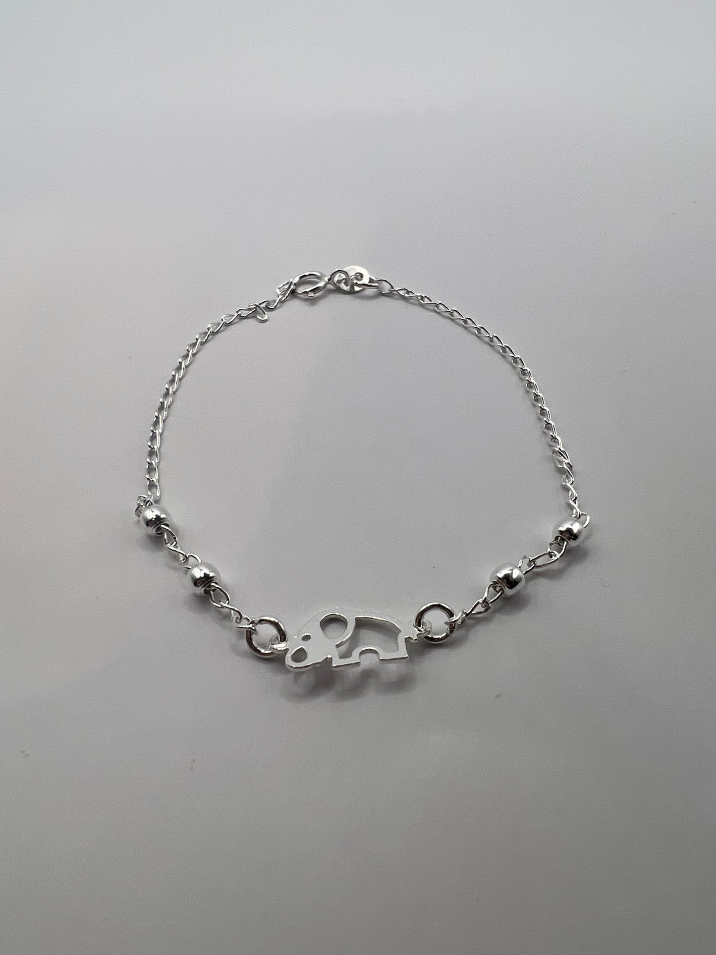 Pulsera Unisex de Plata .925 con colgante de elefante y bolitas 1mm 1.4gr 18cm