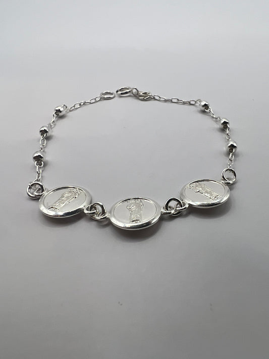 Pulsera Unisex de Plata .925 con colgante de San judas tadeo 1mm 2.5gr 17cm