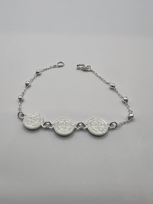 Pulsera Unisex de Plata .925 con Colgante de Virgen de Guadalupe 1mm 3.9gr 18cm