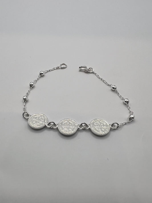 Pulsera Unisex de Plata .925 con Colgante de Virgen de Guadalupe 1mm 3.9gr 18cm