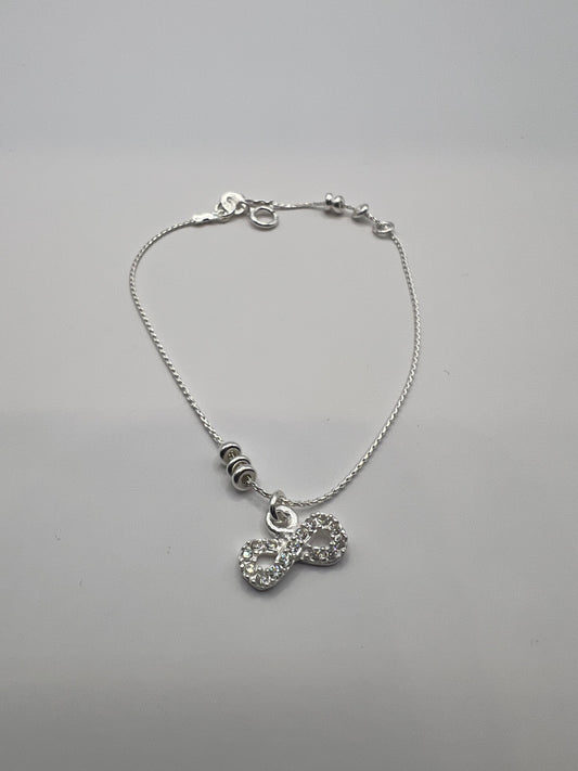 Pulsera Unisex de Plata .925 con Colgante de Infinito 0.9mm  2gr 19cm