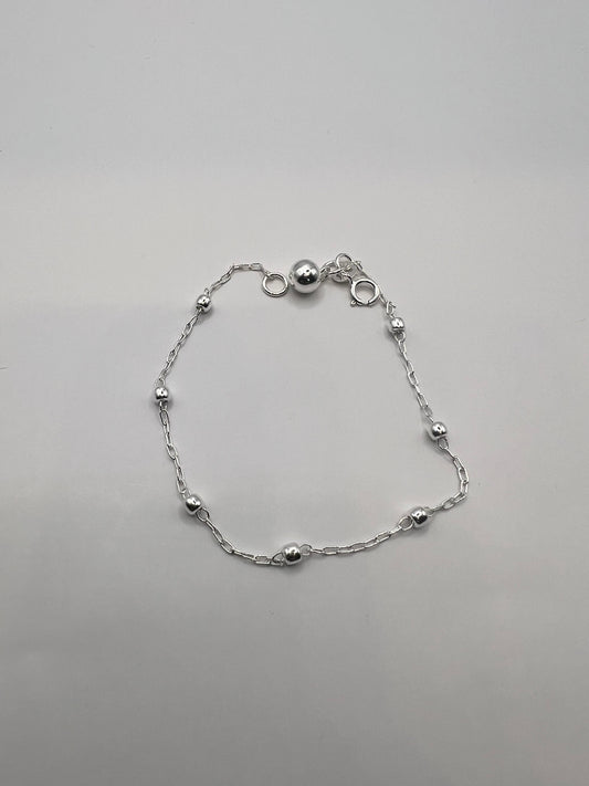 Pulsera Unisex de Plata .925 con Colgante de bolitas 1.5mm 1.6gr 18.5cm