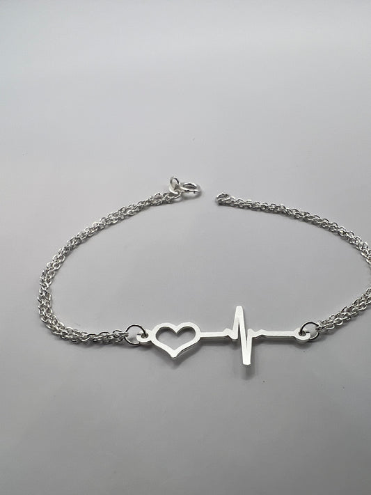 Pulsera Unisex de Plata .925 con Colgante  Pulso de Vida 1.5mm 1.70gr 18.5cm