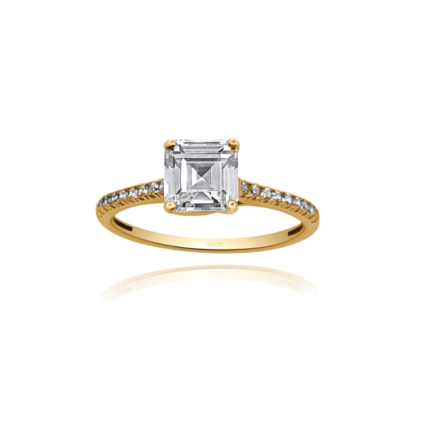 Ring in 10k yellow gold with white zirconia Cod: MAN280