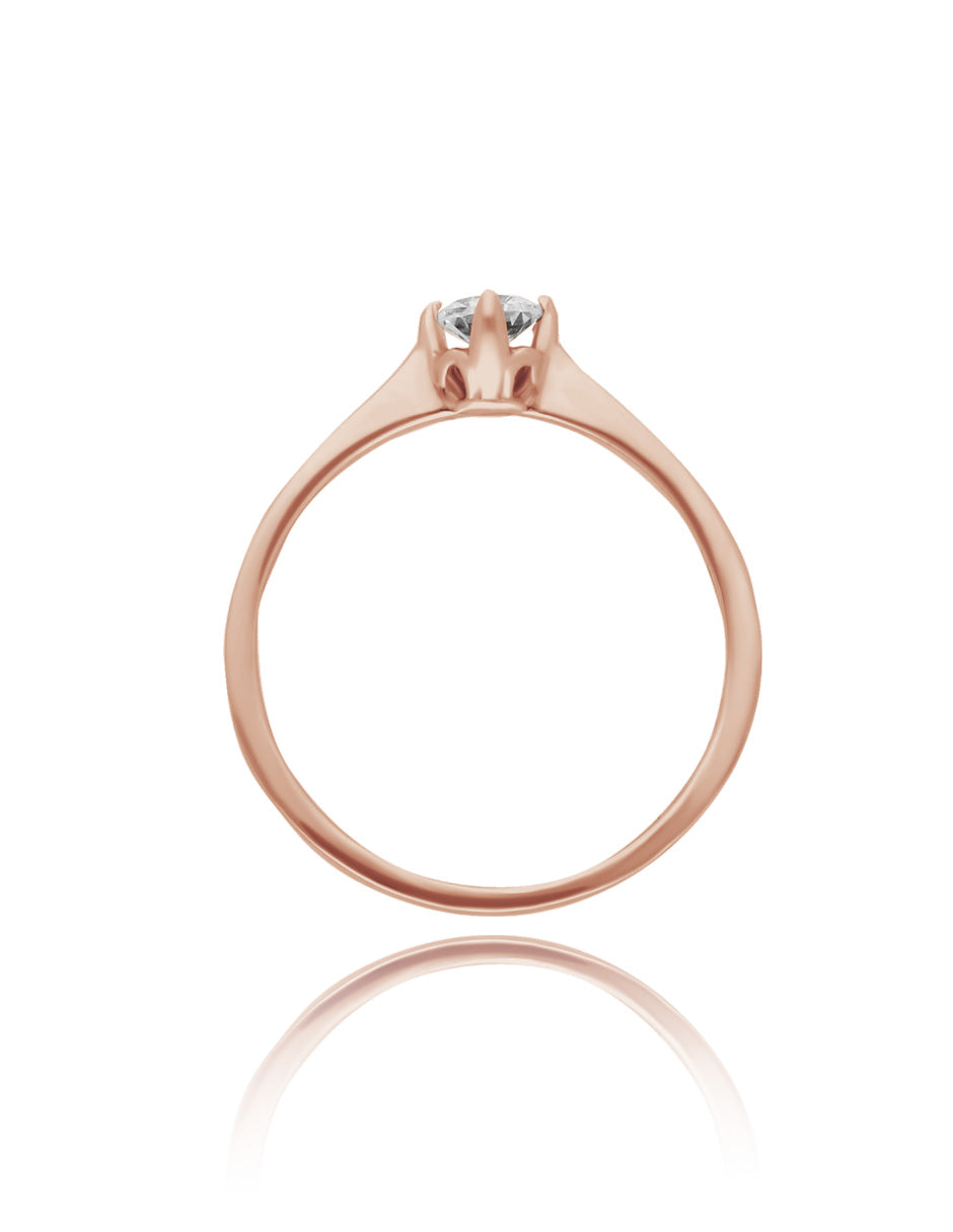 Anillo Lahia en oro rosa 14k con circonia