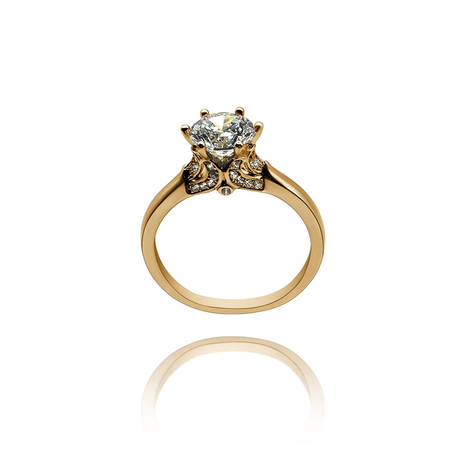 10k yellow gold ring with round zirconia Code: MAN315