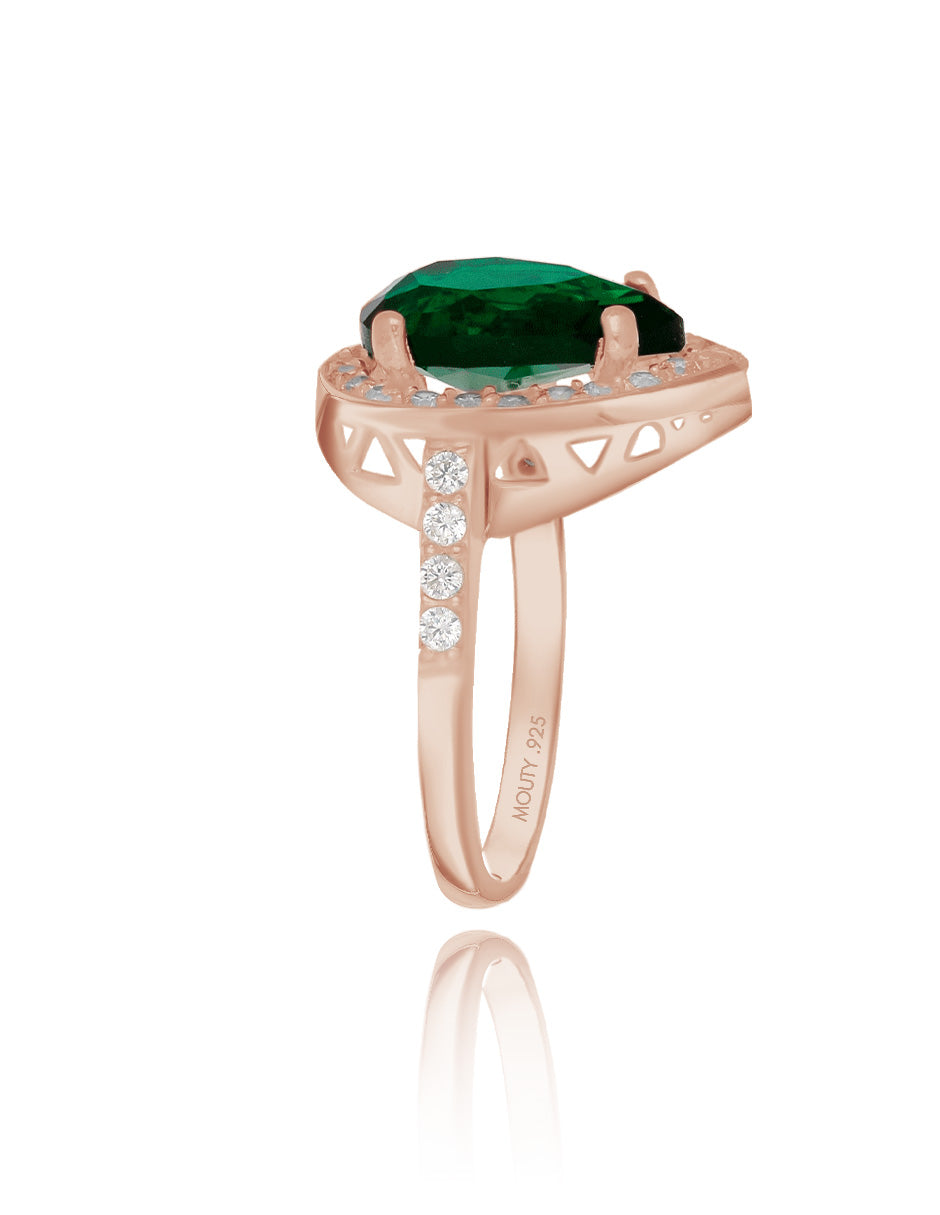 Anillo Polet en plata con circonia verde inspirado en Hurrem baño de oro rosa