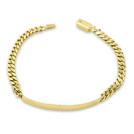 Esclava Unisex Barbada 5mm Solido En Oro Amarillo 14k