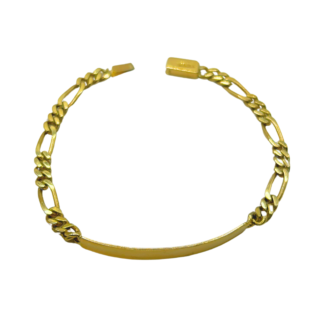 Esclava Unisex Figaro 5mm Solido En Oro Amarillo 14k