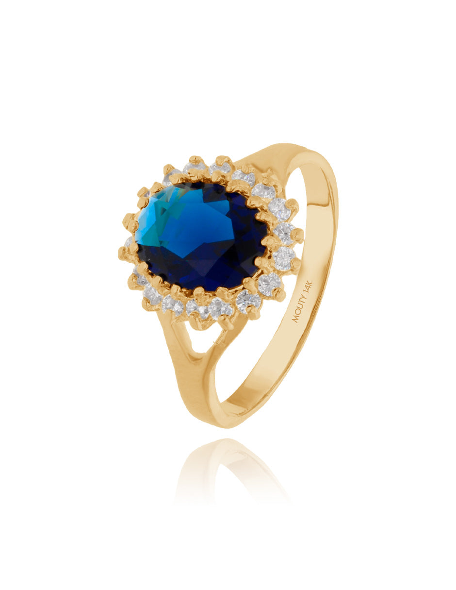 Renata ring in 14k yellow gold with blue zirconia (Lady Di)