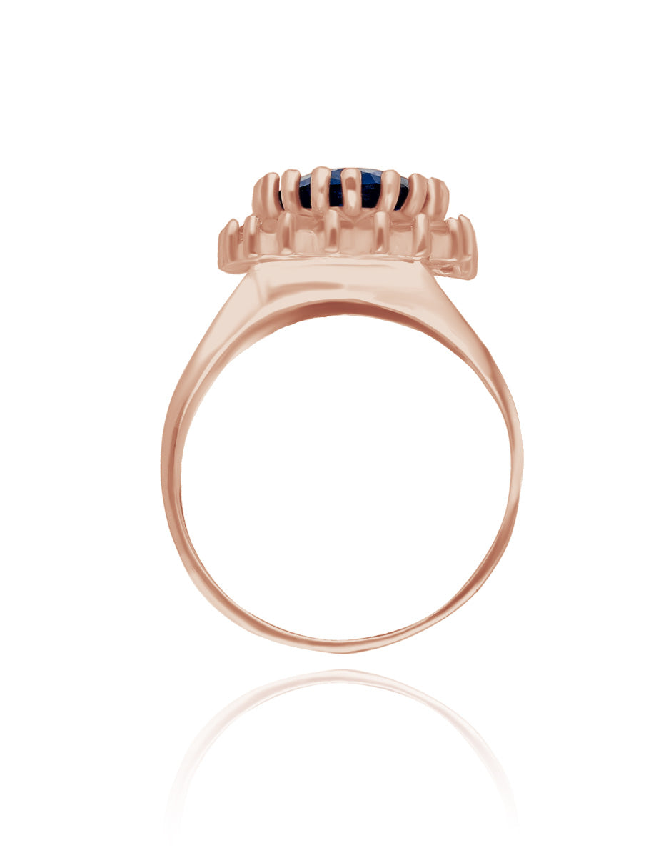 Renata ring in 10k rose gold with blue zirconia (Lady Di)