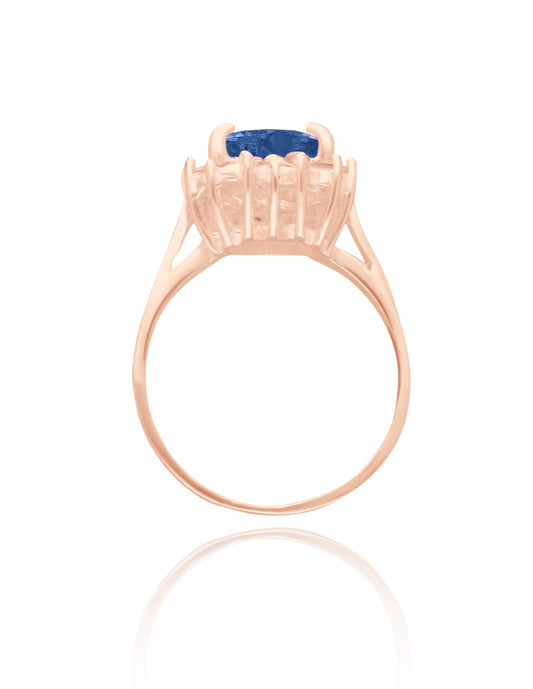 Anillo Serena en oro rosa 18k con circonia azul rey inspirado en Sailor M.