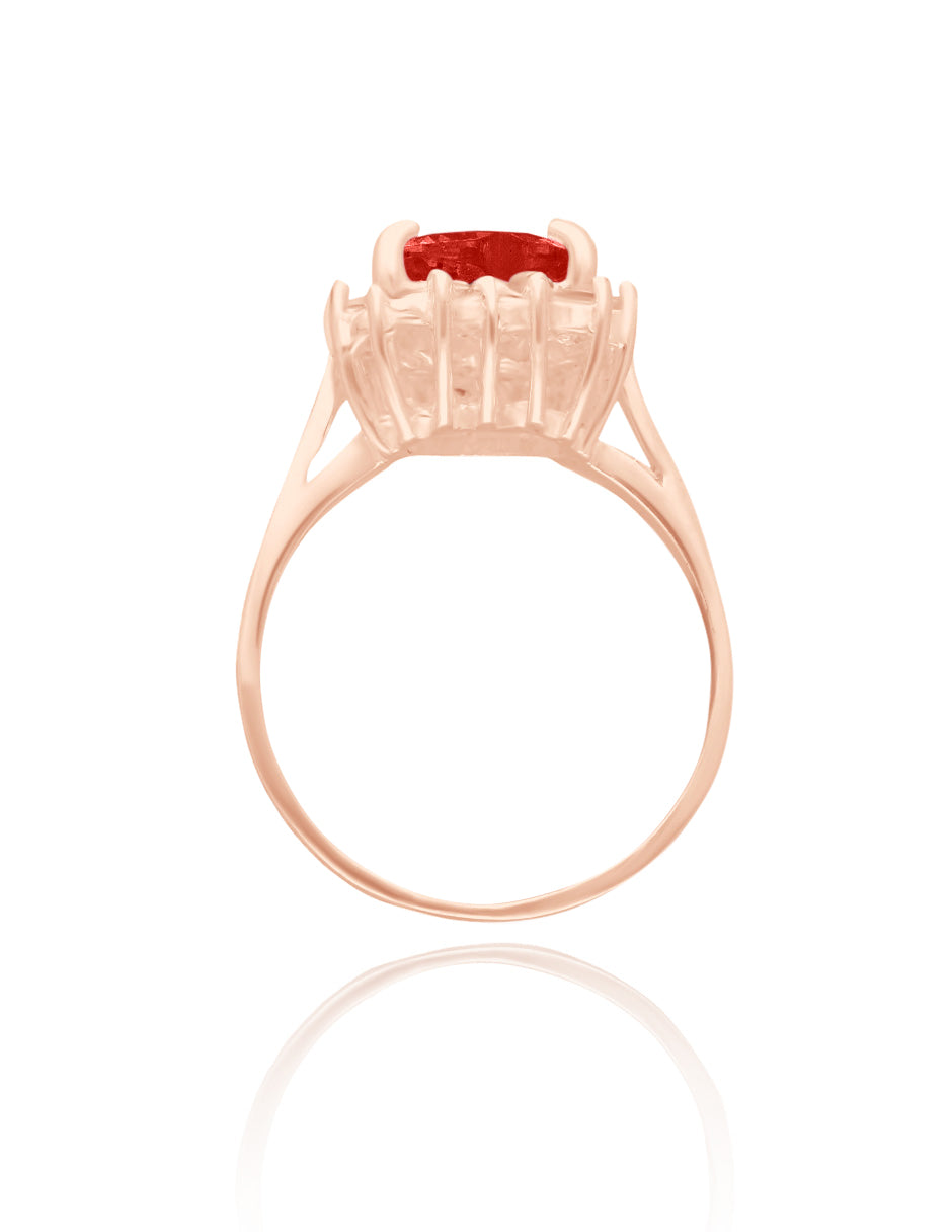 Anillo Serena en oro rosa 14k con circonia roja inspirado en Sailor M.