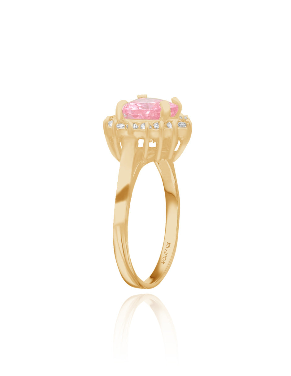 Anillo Serena en oro amarillo 18k con circonia rosa inspirado en Sailor M.