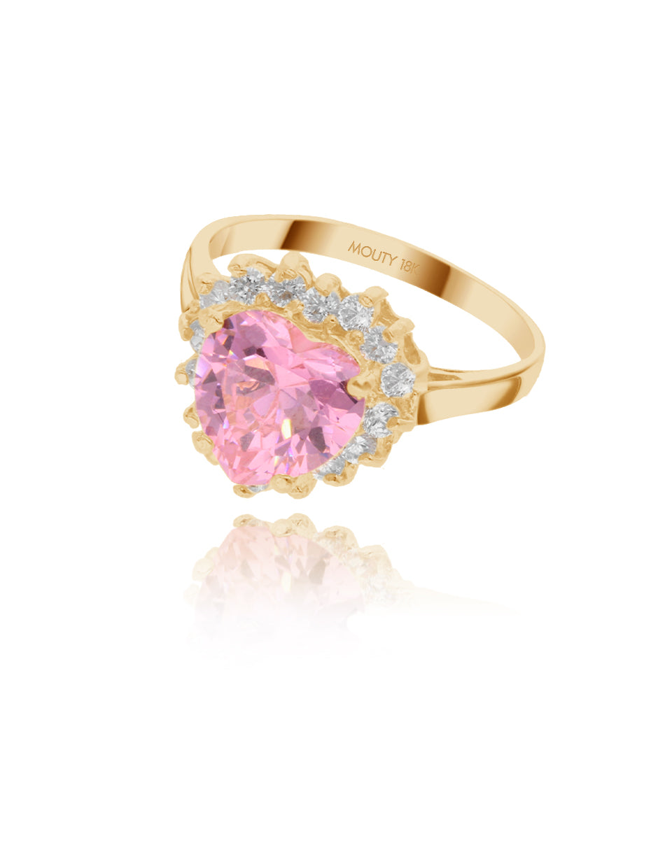 Anillo Serena en oro amarillo 18k con circonia rosa inspirado en Sailor M.