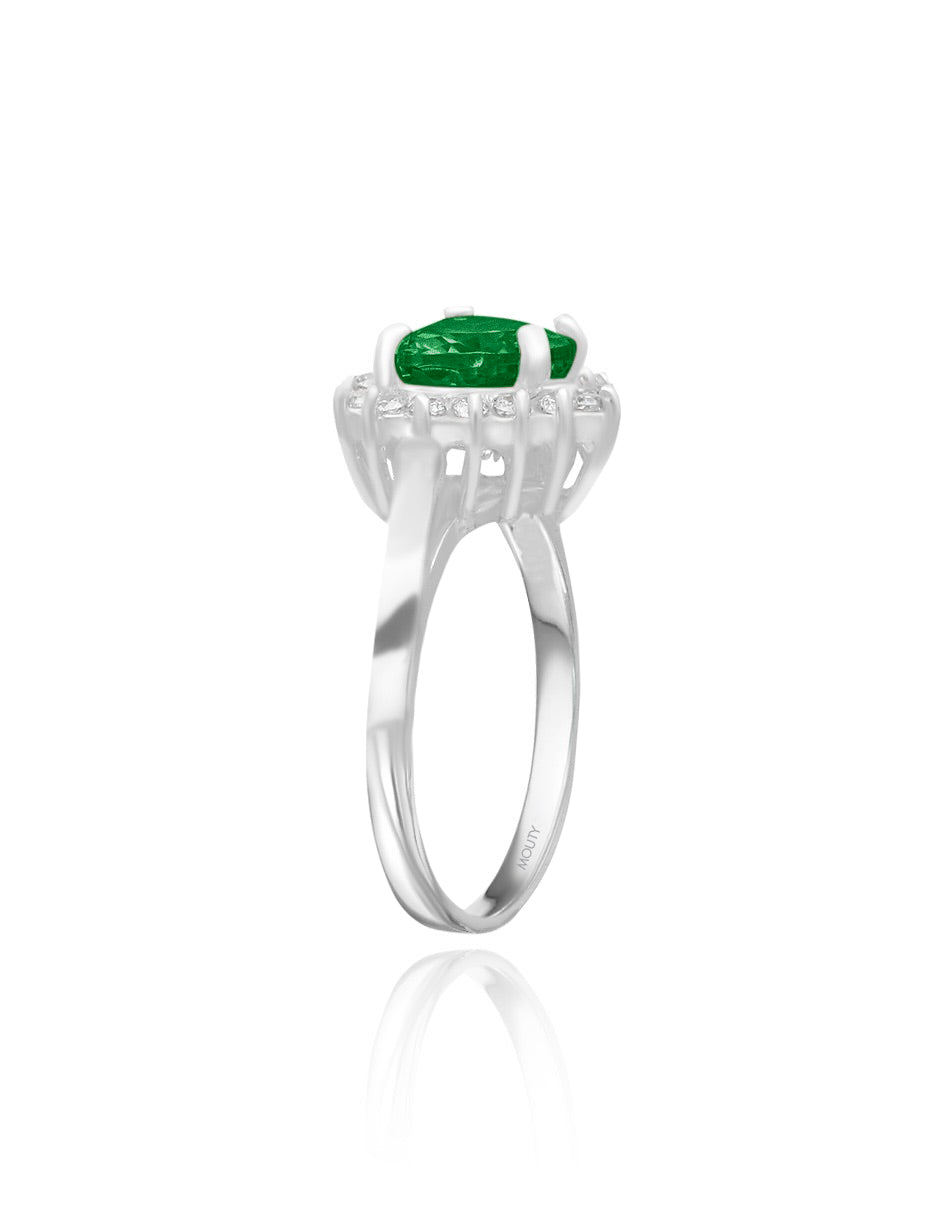 Anillo Serena en oro blanco 18k con circonia verde inspirado en Sailor M.