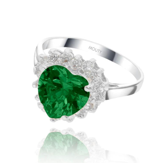 Anillo Serena en oro blanco 18k con circonia verde inspirado en Sailor M.