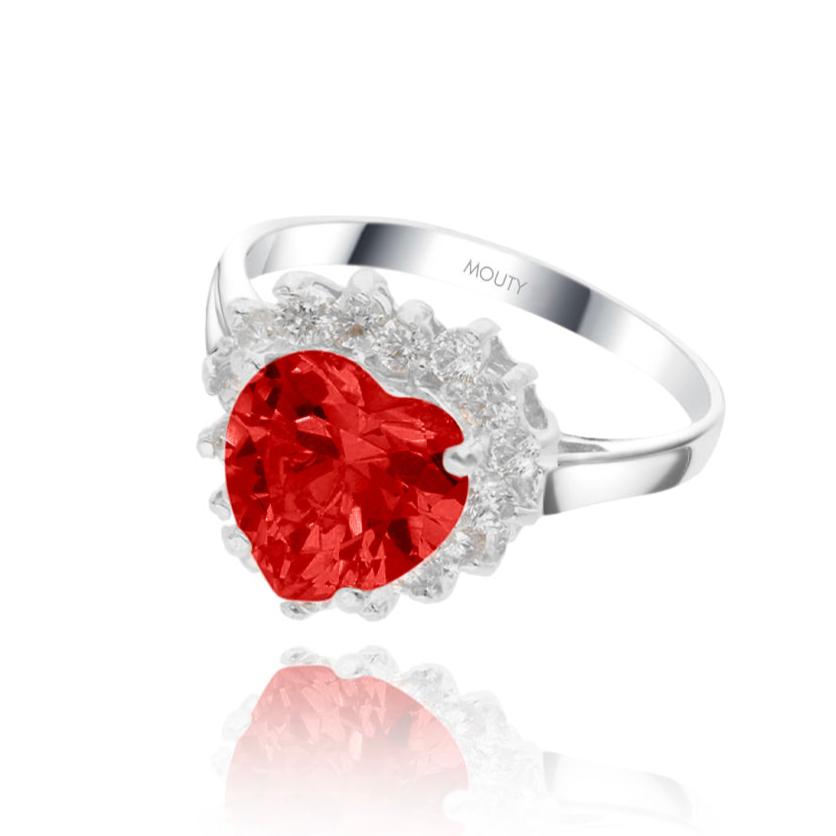 Anillo Serena en oro blanco 14k con circonia roja inspirado en Sailor M.