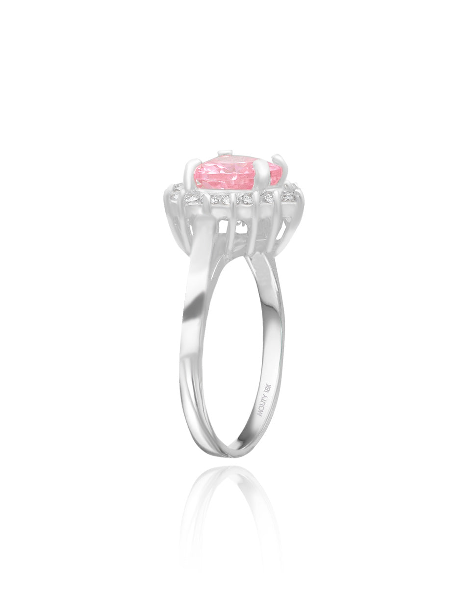 Serena ring in 18k white gold with pink zirconia inspired by Sailor M.